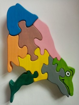 Puzzle en bois en forme de crapaud