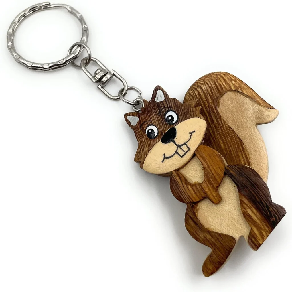 Porte clef marqueterie écureuil