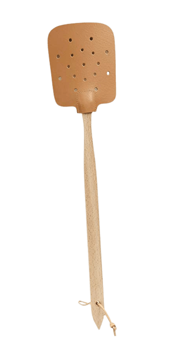 Tapette à mouches cuir et bois