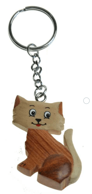 Porte clef marqueterie CHAT ASSIS