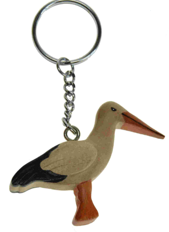 Porte clef marqueterie CIGOGNE