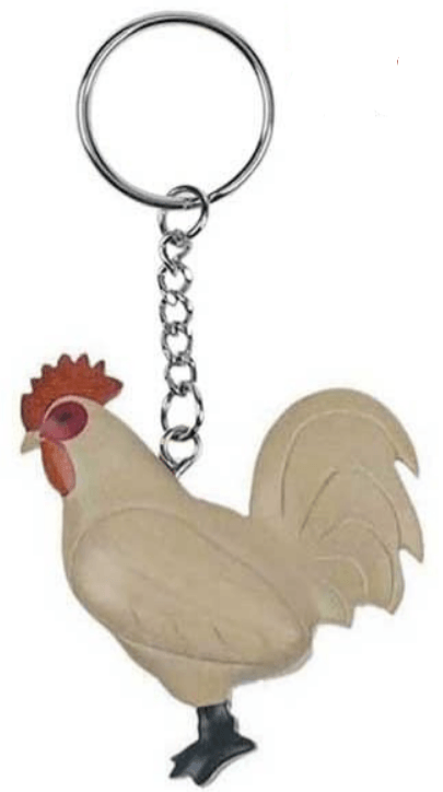 Porte clef marqueterie poulet