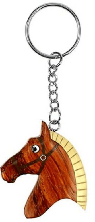 Porte clefs marqueterie tête cheval