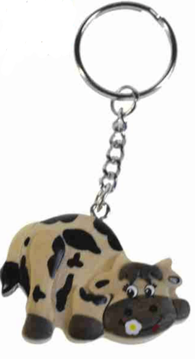 Porte clef marqueterie vache broutte